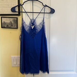 IRO Blue Silk V-Neck Top